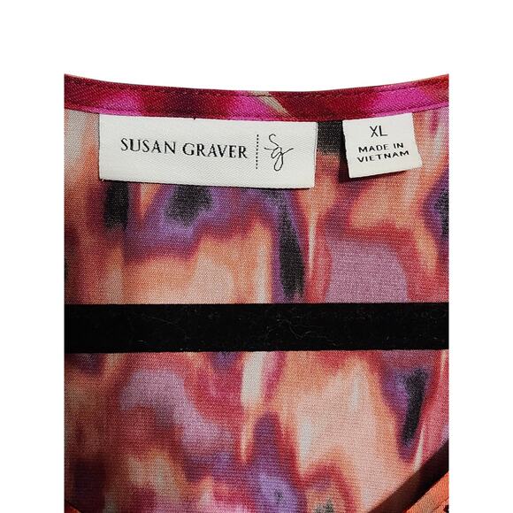 Susan Graver Womens XL Shirt Tunic Abstract Pattern Jeweled V-neckline - Picture 9 of 9